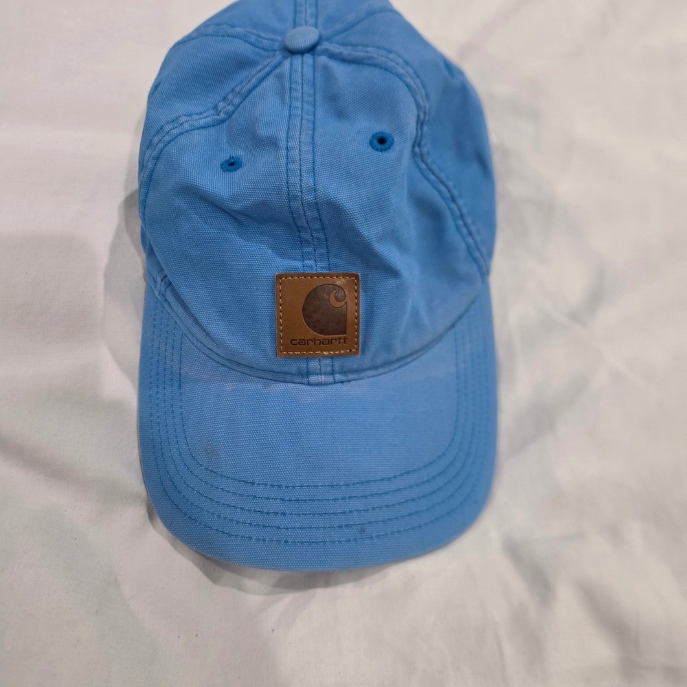 Carhartt Odessa Canvas Baseball Cap Mens Blue Good Leather Logo Patch